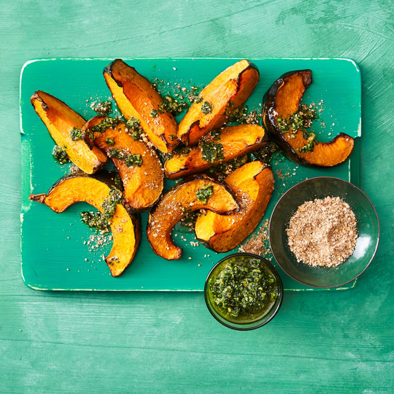 Roasted Pumpkin With Kale Pesto