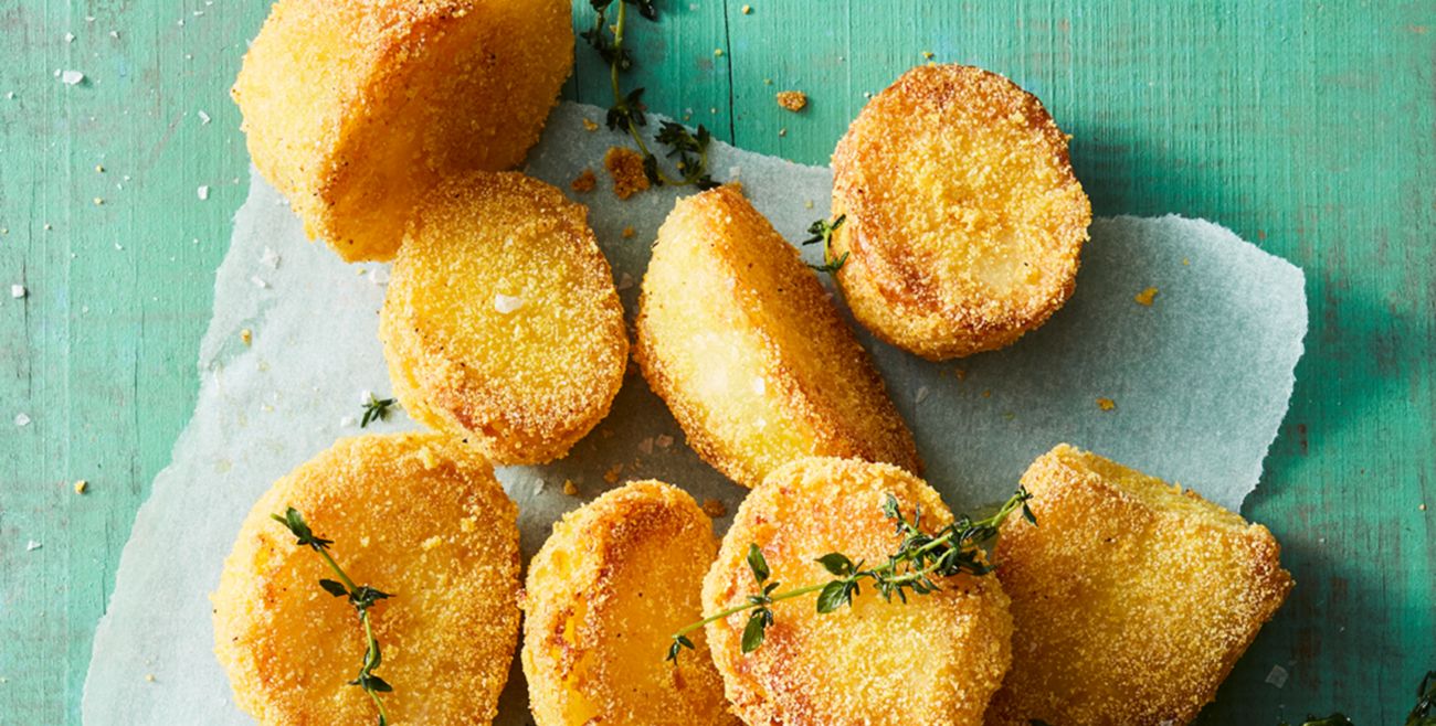 Polenta coated potatoes