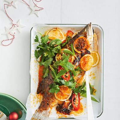 Whole Roasted Barramundi With Lemon & Harissa 