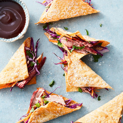 Wonton Tacos With Barbecue-Style Pork & Slaw