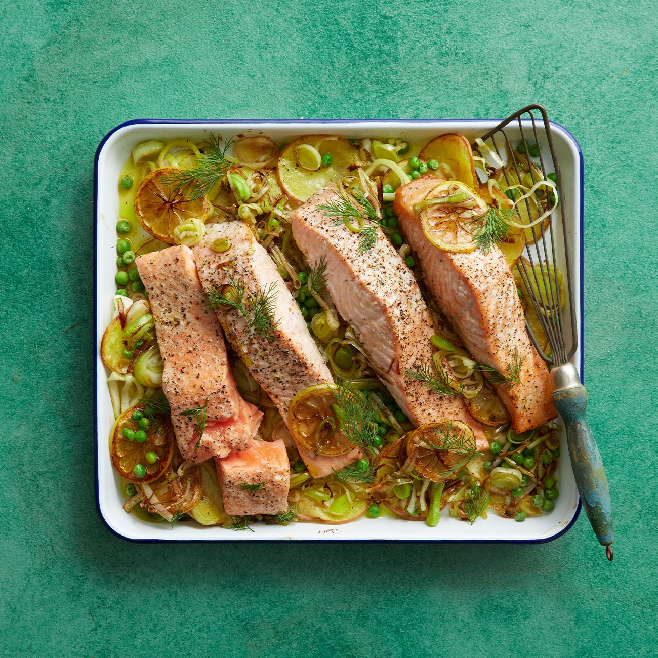 Healthier Salmon & Leek Traybake Recipe Woolworths(01)