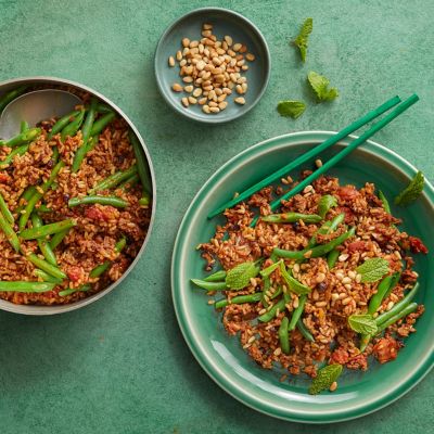 Healthier Spiced Beef & Green Bean Rice