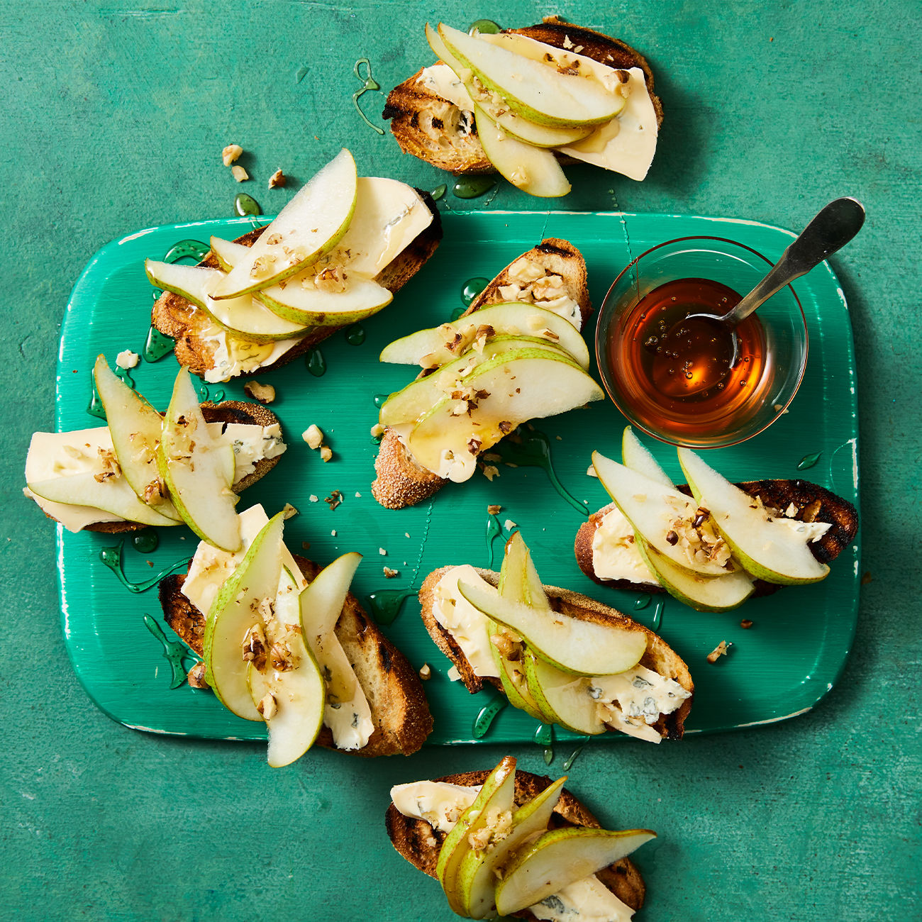 Pickled Pear, Blue Cheese & Walnut Crostini