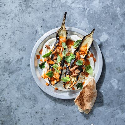 Chargrilled Eggplant With Capsicum Sauce