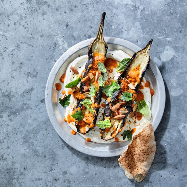 Chargrilled Eggplant With Capsicum Sauce