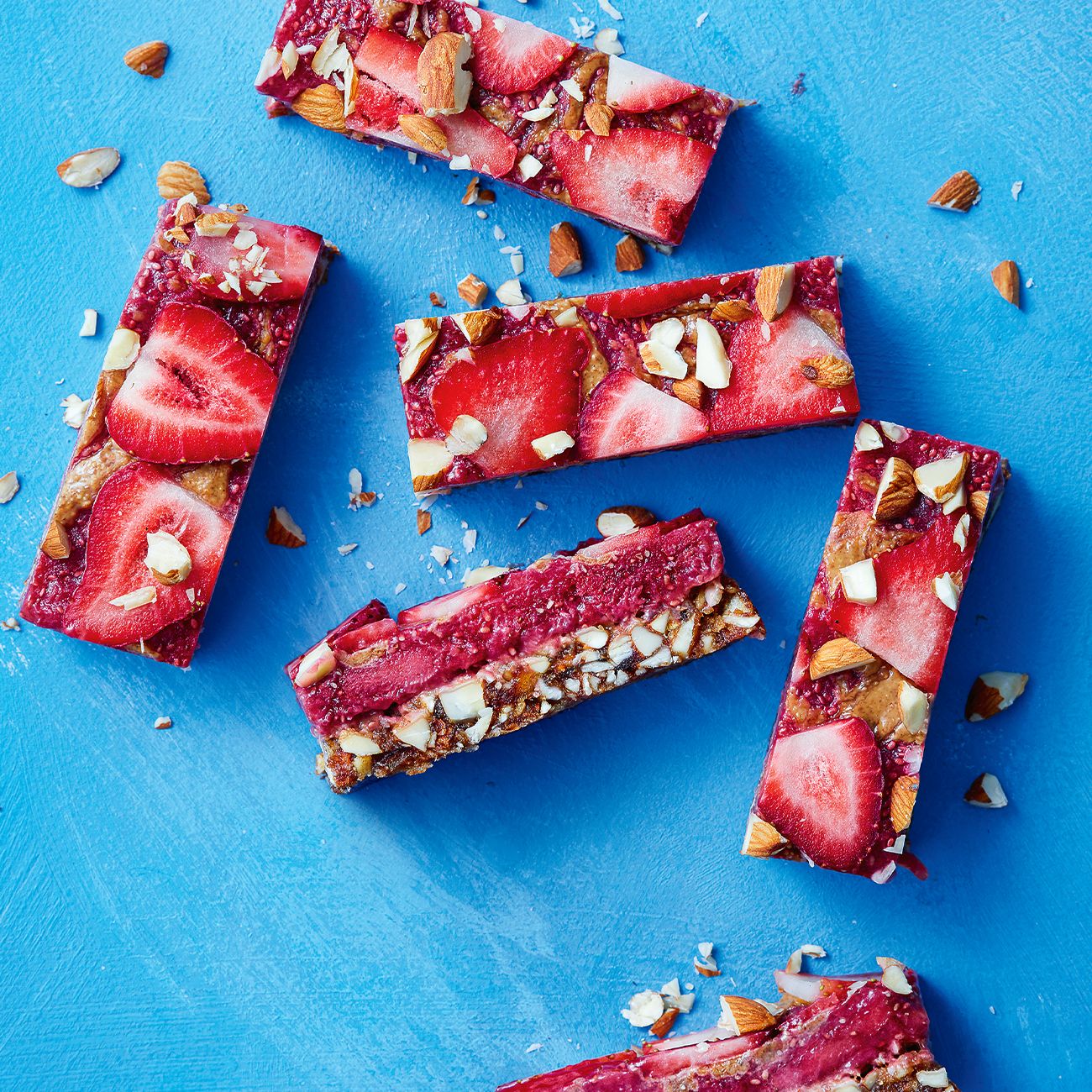 Frozen strawberry & almond slice