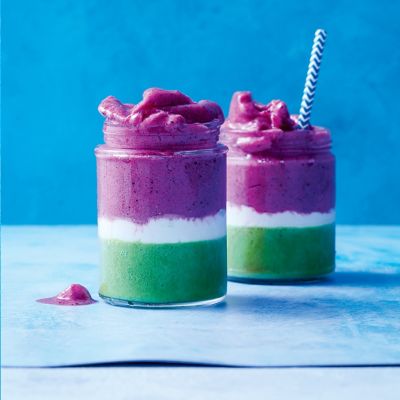 Layered Dragon Fruit & Banana Smoothies