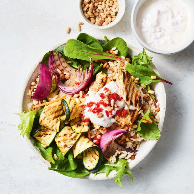 Middle-Eastern Inspired Chicken & Veggie Bowls