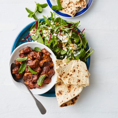 Quick Beef Korma With Naan & Salad