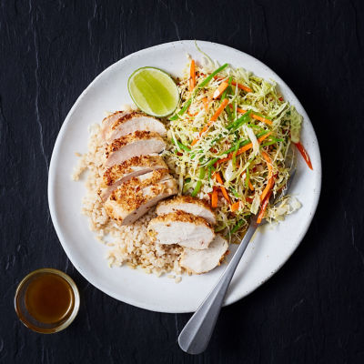 Healthier Sesame-Crusted Chicken With Slaw