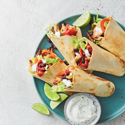 Smoky Chicken Tortilla Pockets With Lime Yogurt