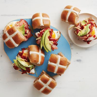 Bacon and Egg Hot Cross Bun Butties