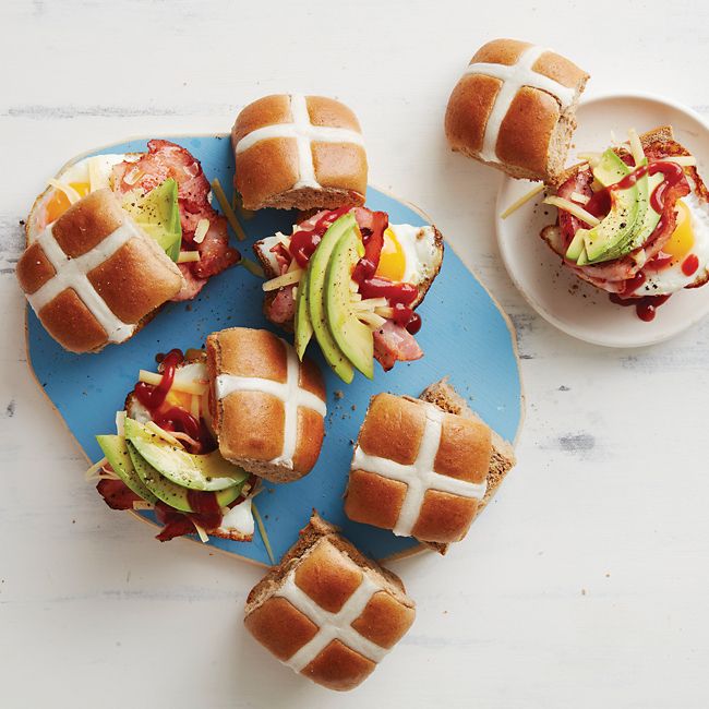 Bacon And Egg Hot Cross Bun Butties