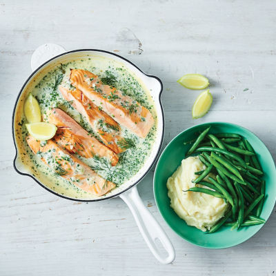 Creamy Salmon With Caper & Herb Sauce