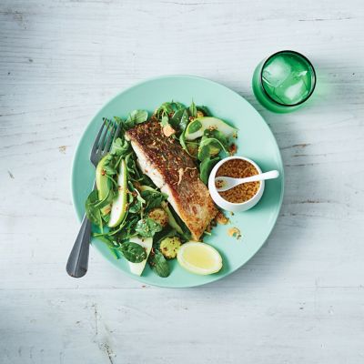 Crispy-Skinned Barramundi With Pear & Mustard Salad 