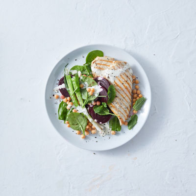Grilled Chicken With Beet & Onion Salad