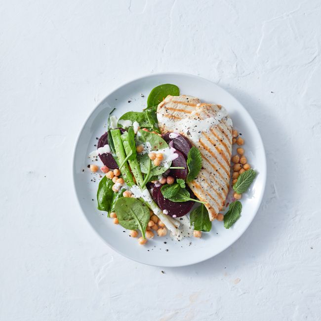 Grilled Chicken With Beet & Onion Salad