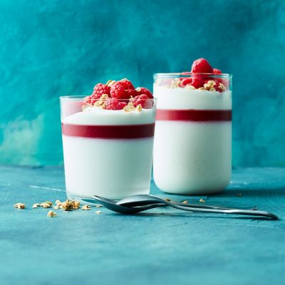 Healthier Panna Cotta With Raspberry Jelly