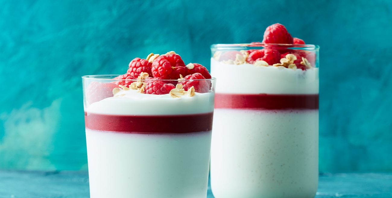 Healthier Panna Cotta With Raspberry Jelly Recipe Woolworths
