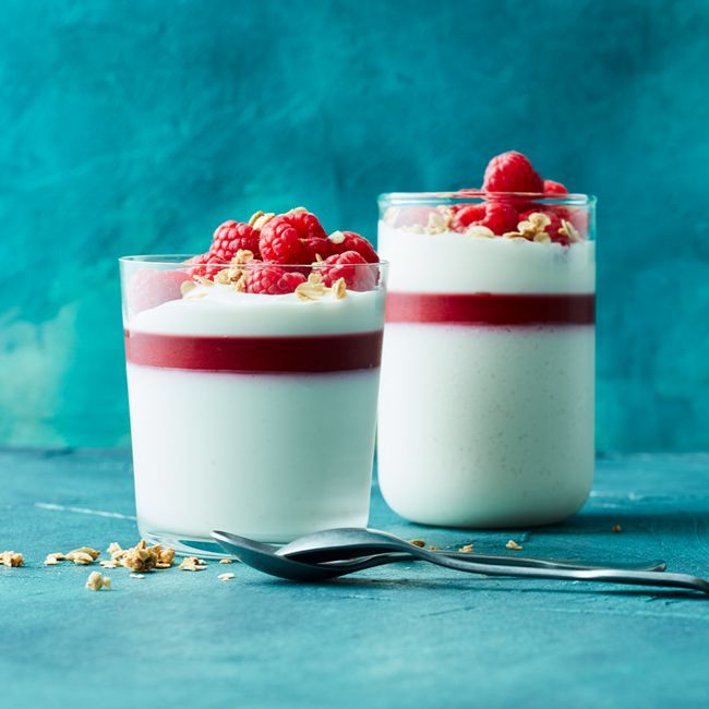 Healthier Panna Cotta With Raspberry Jelly