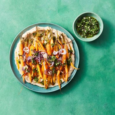 White Bean Puree With Carrot Top Chimichurri