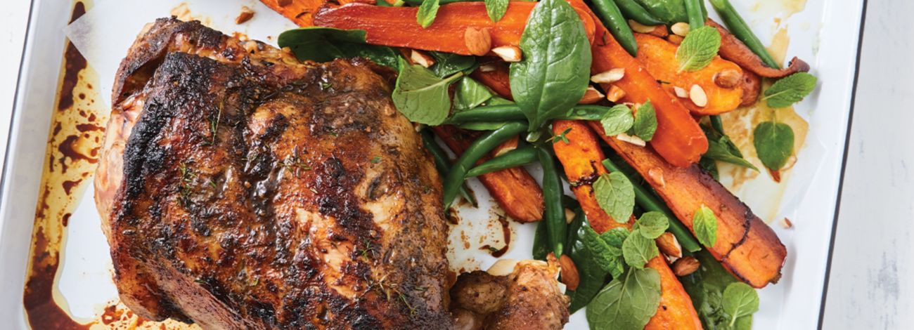 Roast lamb with warm honey carrot salad