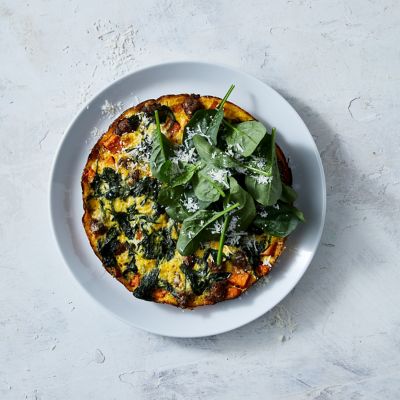 Beef Sausage, Spinach & Sweet Potato Bake