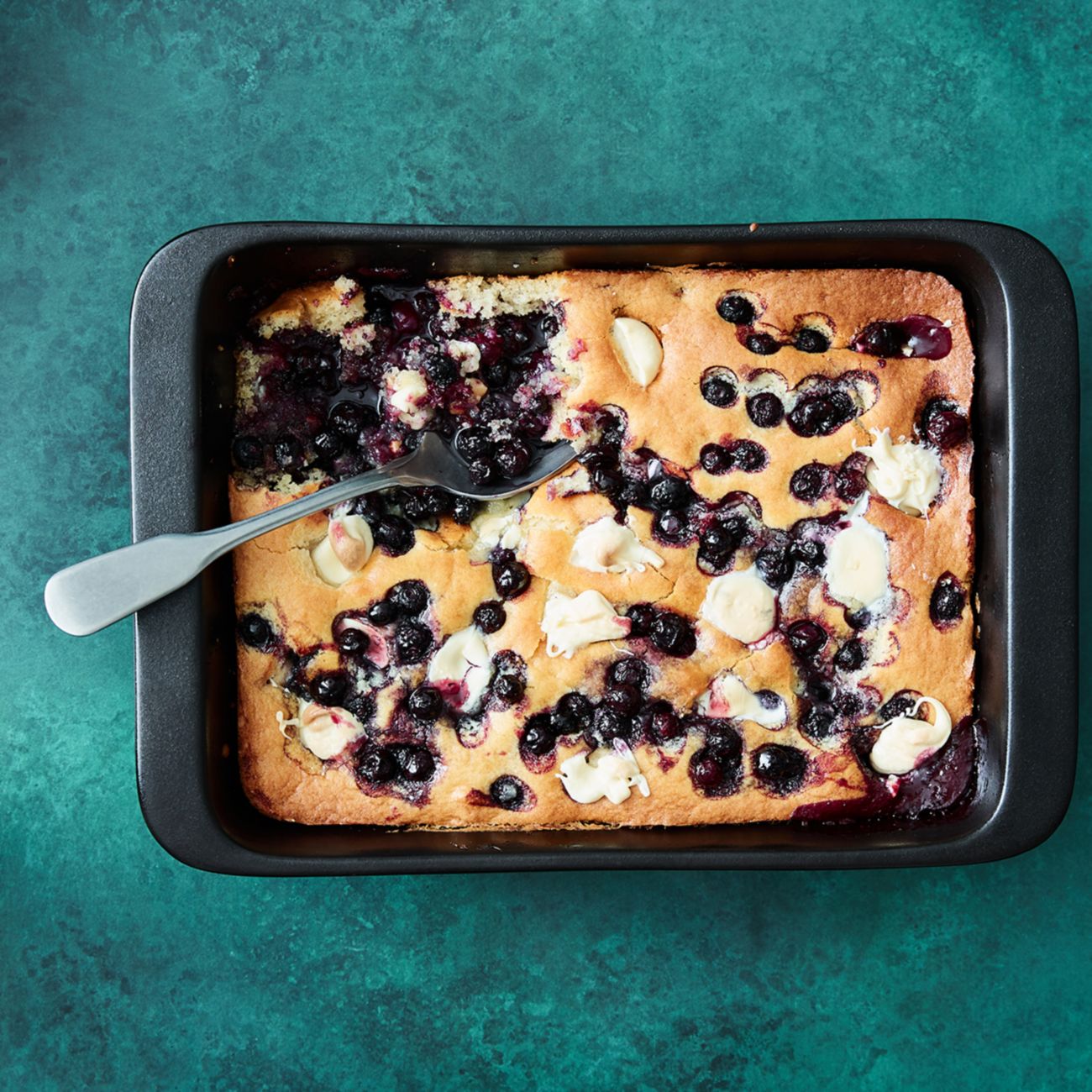 Blueberry and white chocolate cobbler