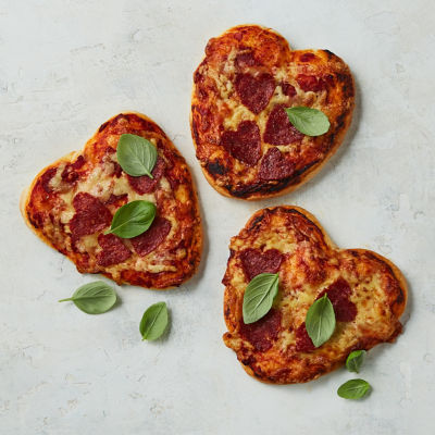 Heart-shaped pizzas