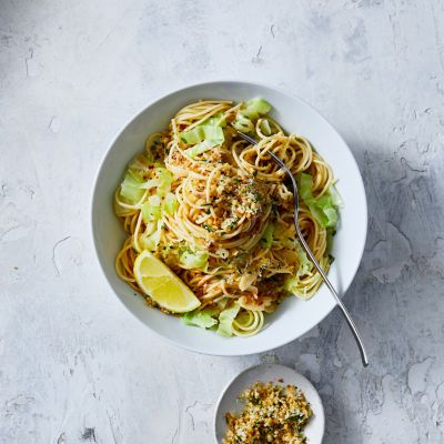 Pasta With Garlic Cabbage & Parmesan Pangrattato