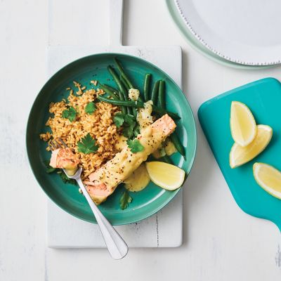 Easy Salmon With Garlic Butter Sauce And Rice 