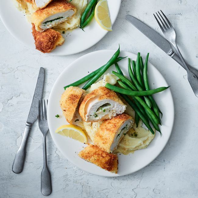 Chicken Kyiv With Green Beans & Mash