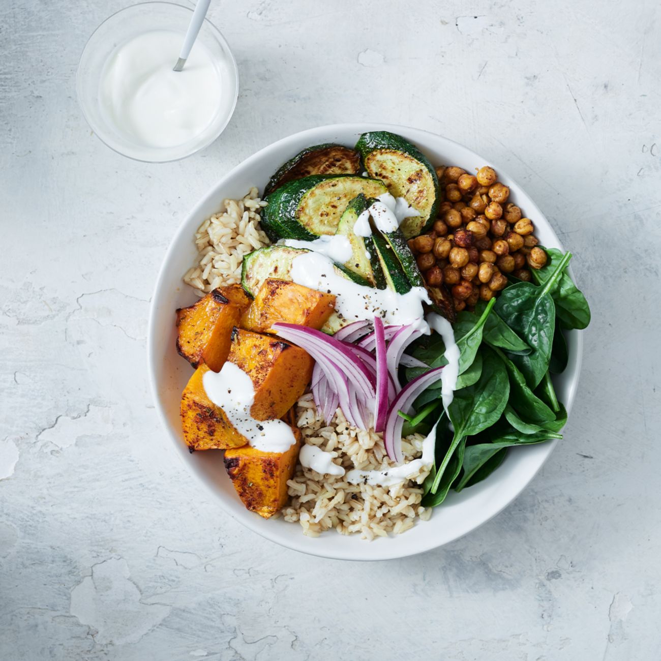 Healthier pumpkin buddha bowl