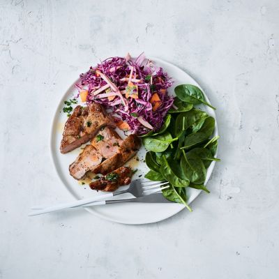 Maple-Glazed Pork With Apple & Cabbage Slaw