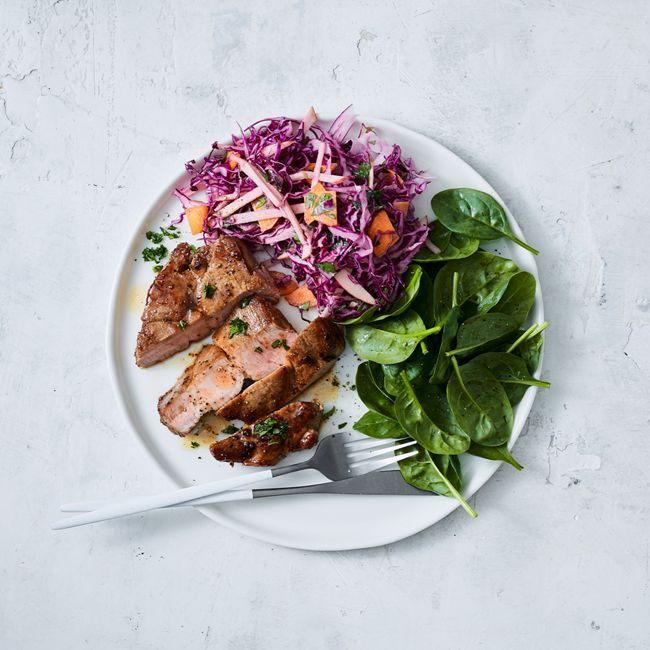 Maple-Glazed Pork With Apple & Cabbage Slaw