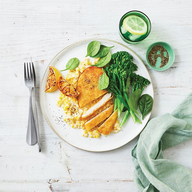 Chicken Schnitzels With Homemade Creamed Corn