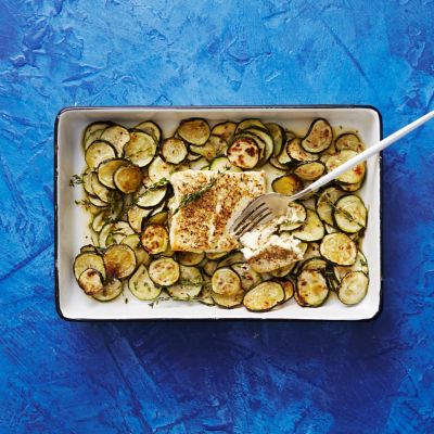 Baked Zucchini With Thyme, Feta & Chilli