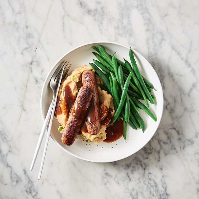 Beef Sausages With Vegemite Mashed Potato