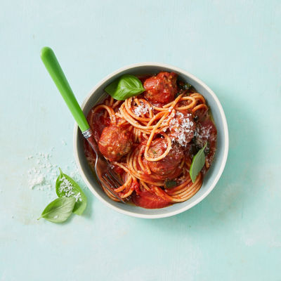 Spaghetti With Beef & Zucchini Meatballs