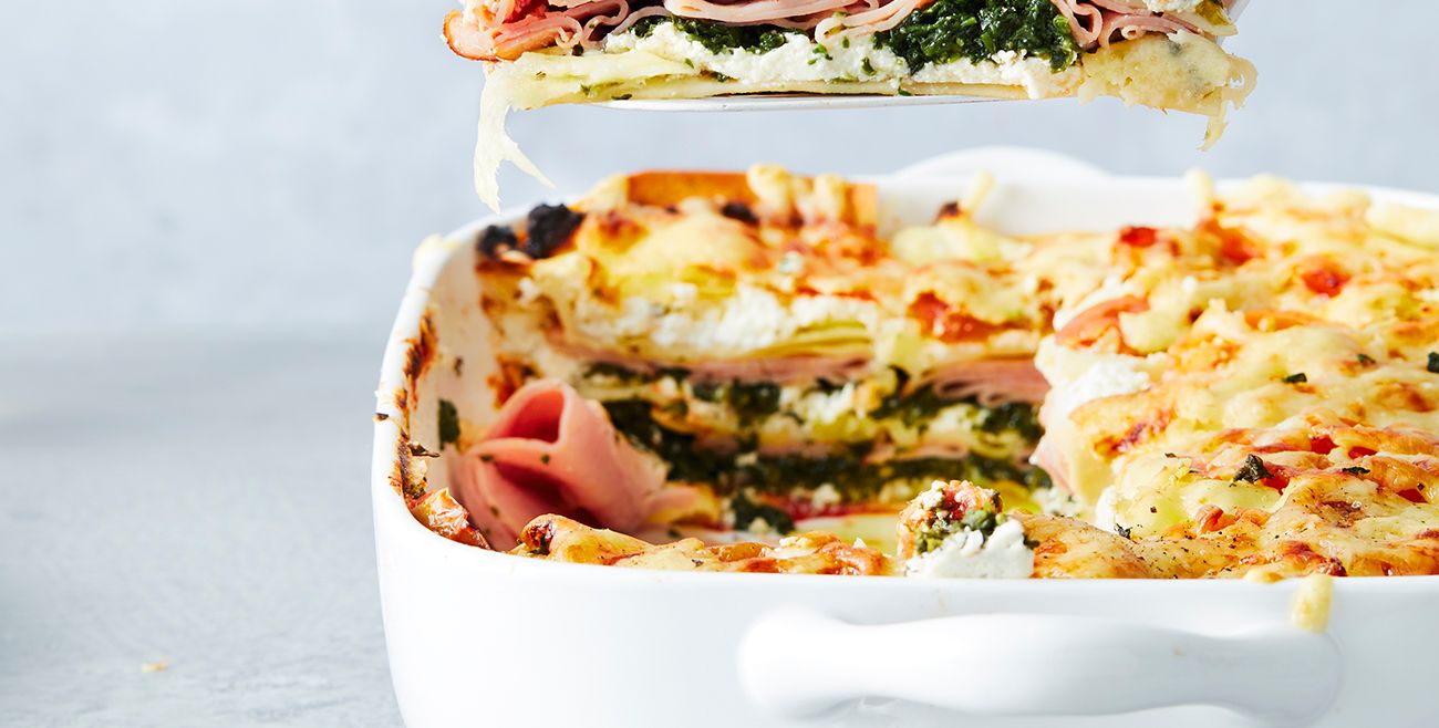 Ham, spinach and ricotta lasagne 