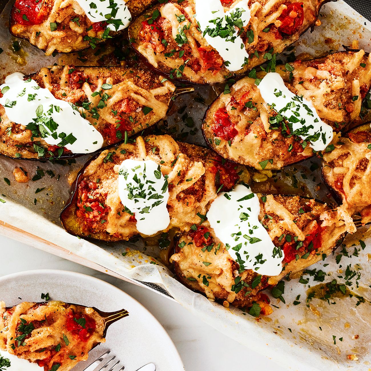 Mediterranean stuffed eggplant
