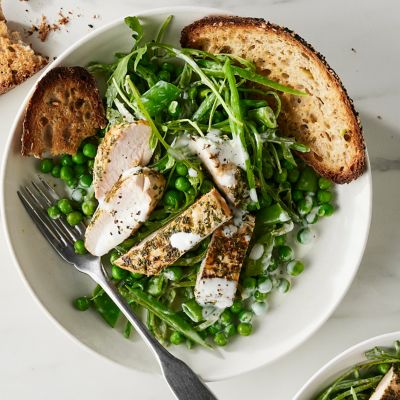 Chicken & three pea salad