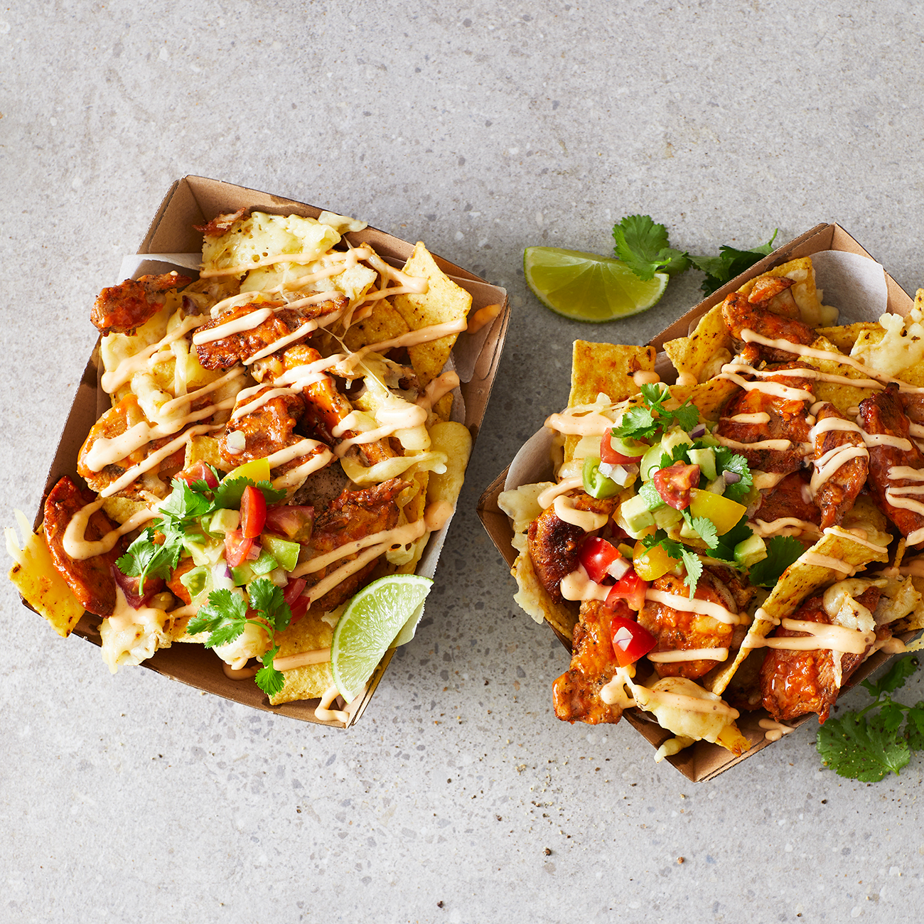 Fully loaded PERi-PERi chicken nachos