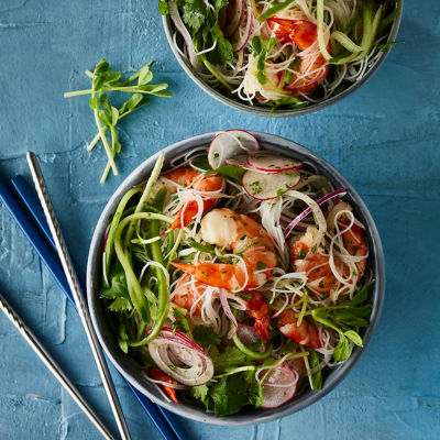 Prawn salad with Asian noodles