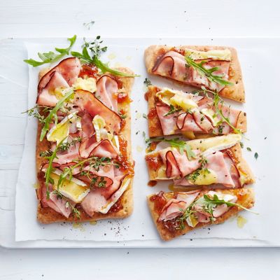 Ham & brie flatbreads