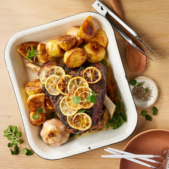 Lamb Leg Roast With Lemon & Garlic