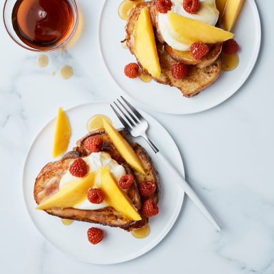 Coconut French toast with mango