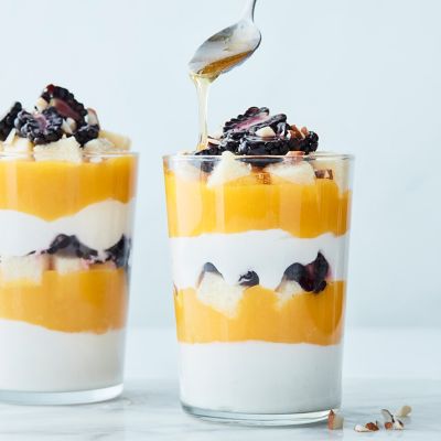 Mango & blackberry parfaits