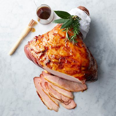 Peach glazed ham