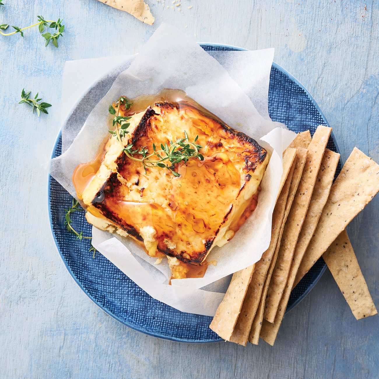 Baked feta with honey and thyme